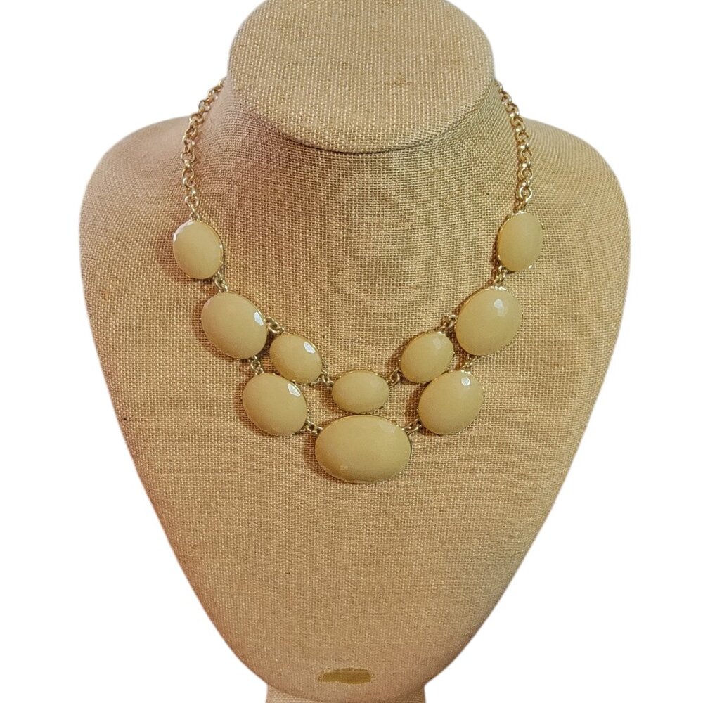 Vintage Statement Cream Beaded Bib Necklace